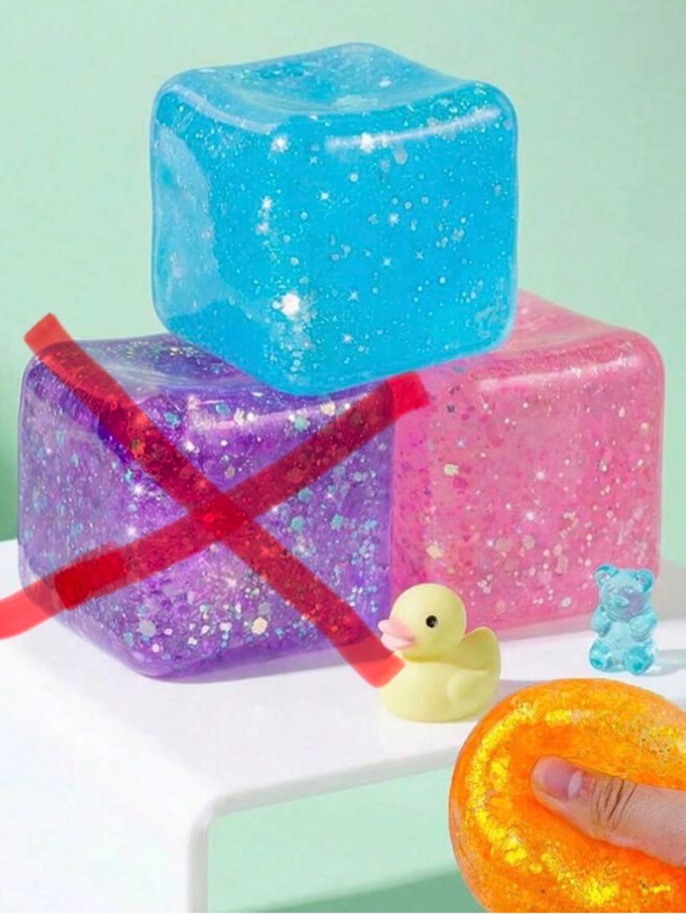 Glitter Needoh dupe Sensory Squishy Toy Set - Blue & Pink